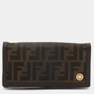 Fendi Tobacco Zucca Canvas and Leather Flap Continental Wallet