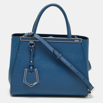 Fendi Blue Leather Pettit 2jours Tote