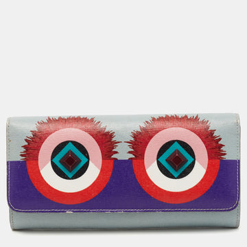 FENDI Multicolor Leather Monster Eye Continental Wallet