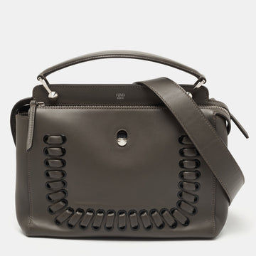 Fendi Dark Grey Leather Dotcom Top Handle Bag