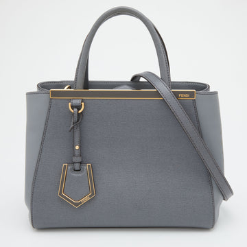 Fendi Light Grey Leather Small 2Jours Tote