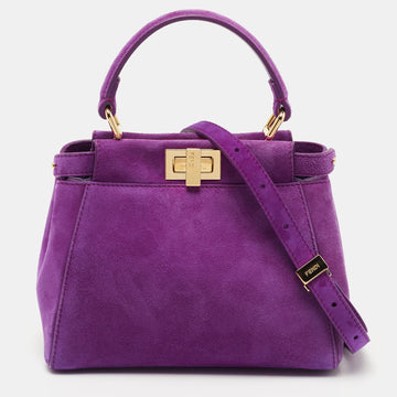 Fendi Purple Suede XS Peekaboo Top Handle Bag