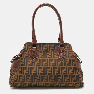 Fendi Tobacco Zucca Canvas and Leather Chef De Jour Tote