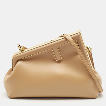 Fendi Beige Leather Small First Clutch