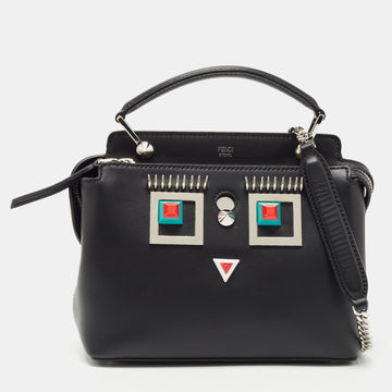 Fendi Black Leather Small Dotcom Shoulder Bag