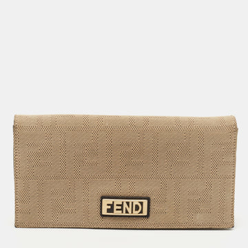 Fendi Beige Zucca Canvas Flap Continental Wallet