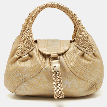 Fendi Gold Leather Mini Spy Bag