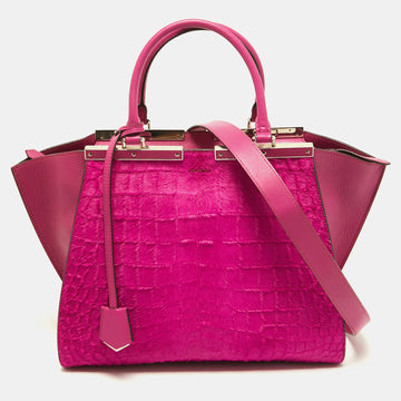 Fendi Fuchsia Leather and Calf Hair 3Jours Tote