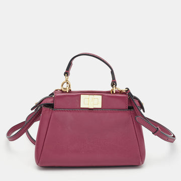 Fendi Fuchsia Leather Micro Peekaboo Crossbody Bag