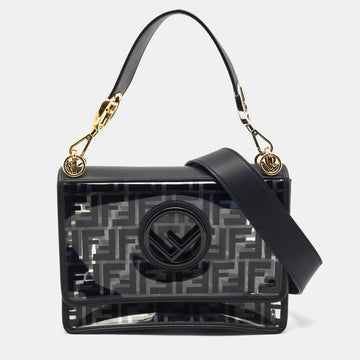 Fendi Black/Clear FF PVC and Leather Kan I F Shoulder Bag