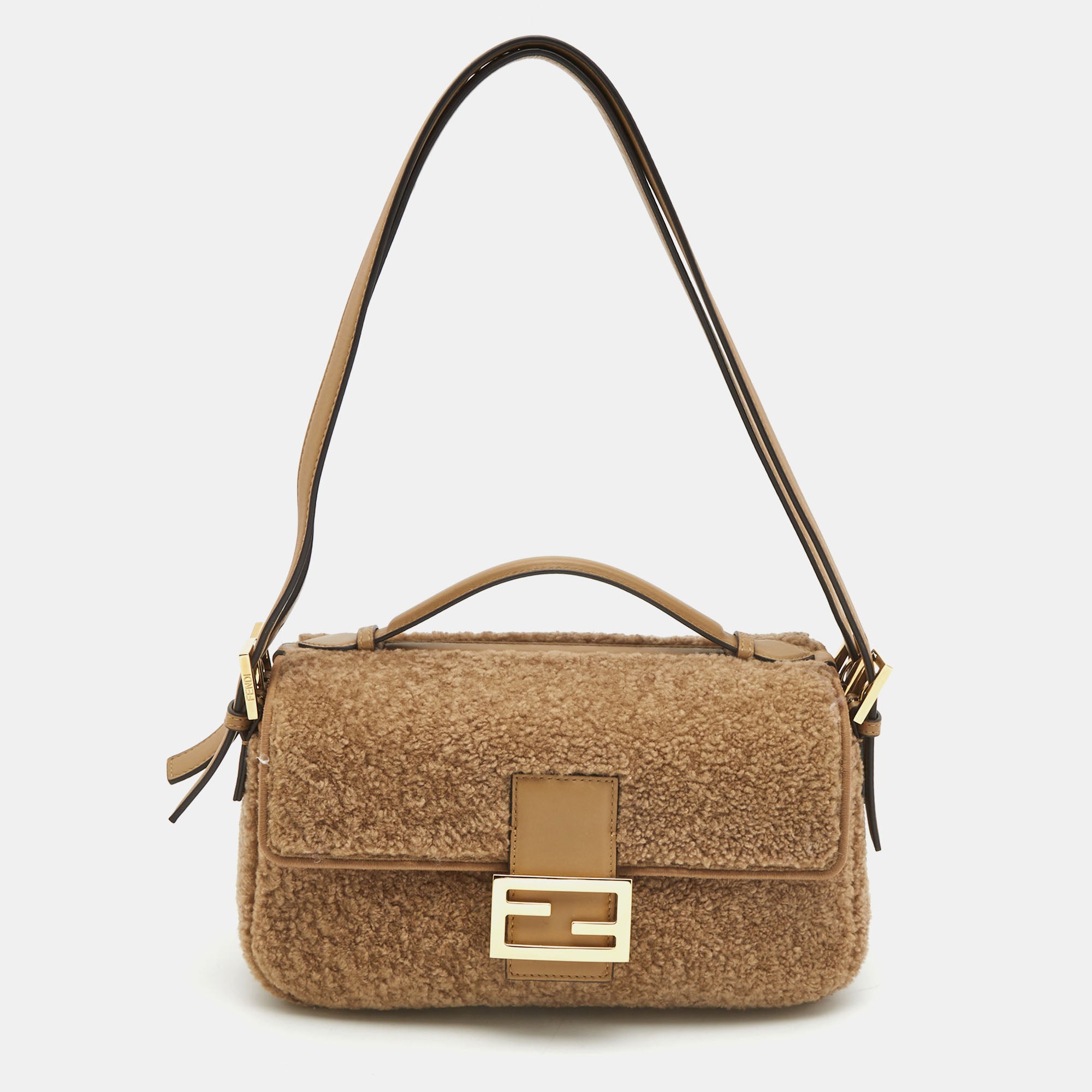 Fendi shearling shop baguette bag