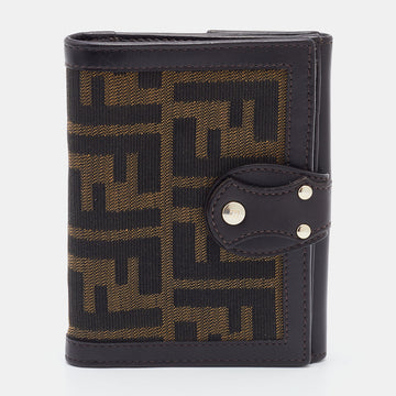 Fendi Tobacco Zucca Canvas and Leather Compact Wallet