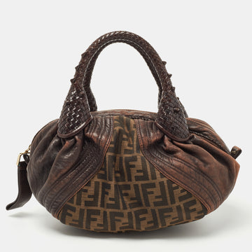 FENDI Tobacco Zucca Canvas and Leather Baby Spy Bag