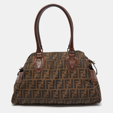 FENDI Tobacco Zucca Canvas and Leather Medium Chef De Jour Tote