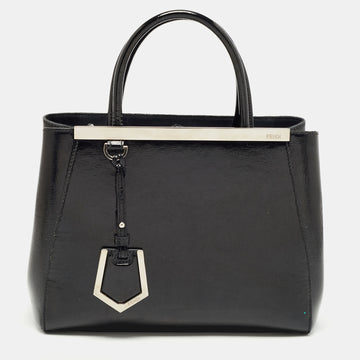 FENDI Black Patent Leather Small 2Jours Tote