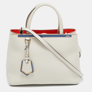 FENDI Cream Leather Mini 2Jours Tote