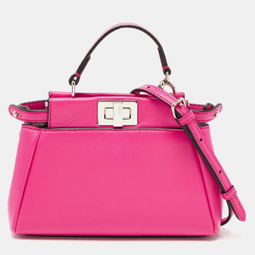 FENDI Fuchsia Leather Micro Peekaboo Crossbody Bag