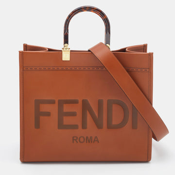 FENDI Brown Leather Medium Sunshine Tote