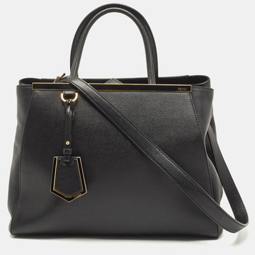 FENDI Black Leather Medium 2Jours Tote