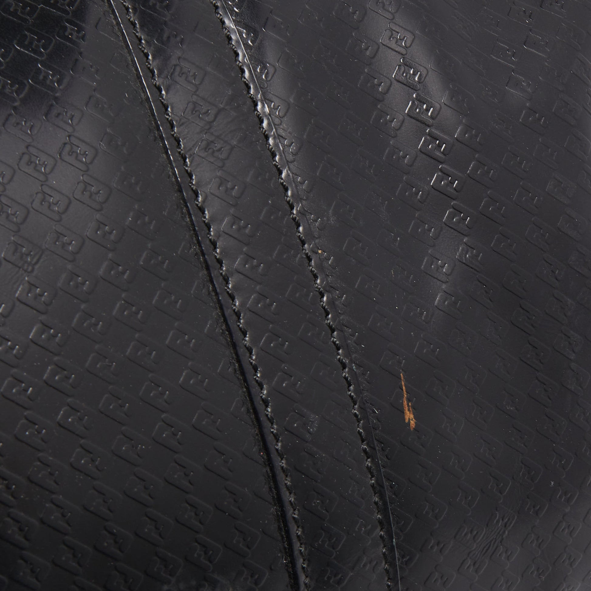 Fendi Black Zucca Embossed Leather Medium Forever Bauletto Boston