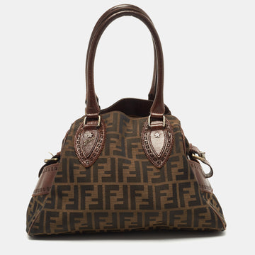 FENDI Tobacco Zucca Canvas and Leather Small Chef De Jour Bag