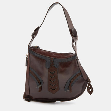 FENDI Brown Leather Oyster Hobo