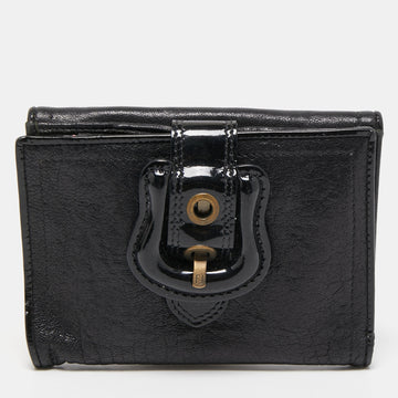 FENDI Black Leather and Patent Leather B Wallet