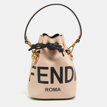 FENDI Pink Leather Mini Mon Tresor Bucket Bag