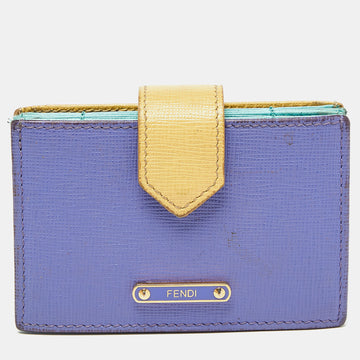 FENDI Multicolor Leather Gusset Card Holder