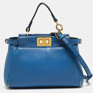 FENDI Powdered Blue Leather Micro Peekaboo Bag