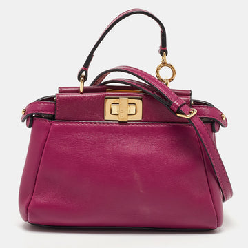 FENDI Pink Leather Micro Peekaboo Crossbody Bag