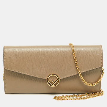 FENDI Beige Leather F is  Wallet on Chain