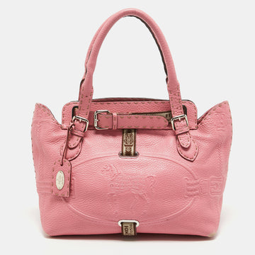 FENDI Pink Selleria Leather Villa Borghese Tote