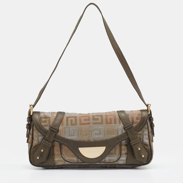 Givenchy Metallic/Multicolor Monogram Canvas and Leather Baguette Bag