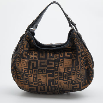 Givenchy Black/Gold Monogram Canvas And Leather Hobo