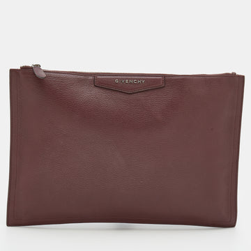 Givenchy Burgundy Leather Medium Antigona Pouch Wallet