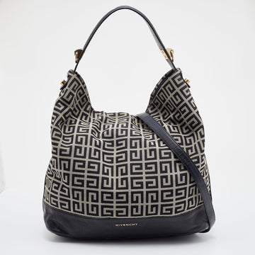 Givenchy Black/Grey Signature Canvas and Leather Hobo