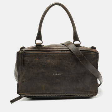 Givenchy Brown Two Tone Leather Large Pandora Shoulder Bag