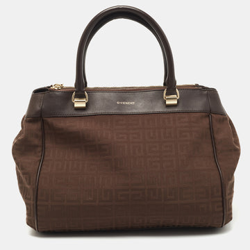 Givenchy Dark Brown Monogram Canvas and Leather Double Zip Tote