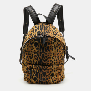 Givenchy Brown/Black Leopard Print Nylon and Leather Backpack