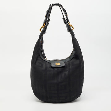 Givenchy Black Monogram Fabric and Leather Hobo