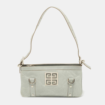 Givenchy Light Blue Leather Logo Baguette Bag