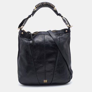 Givenchy Black Pleated Leather Hobo