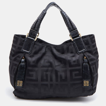 GIVENCHY Black Signature Nylon and Leather Front Zip Hobo