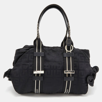 GIVENCHY Black Nylon and Leather Bow Baguette Bag