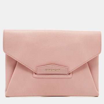 GIVENCHY Light Pink Leather Antigona Envelope Clutch