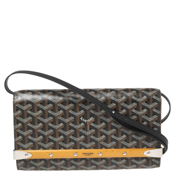 GOYARD Goyardine Monte Carlo Bois Clutch With Strap Black Gold