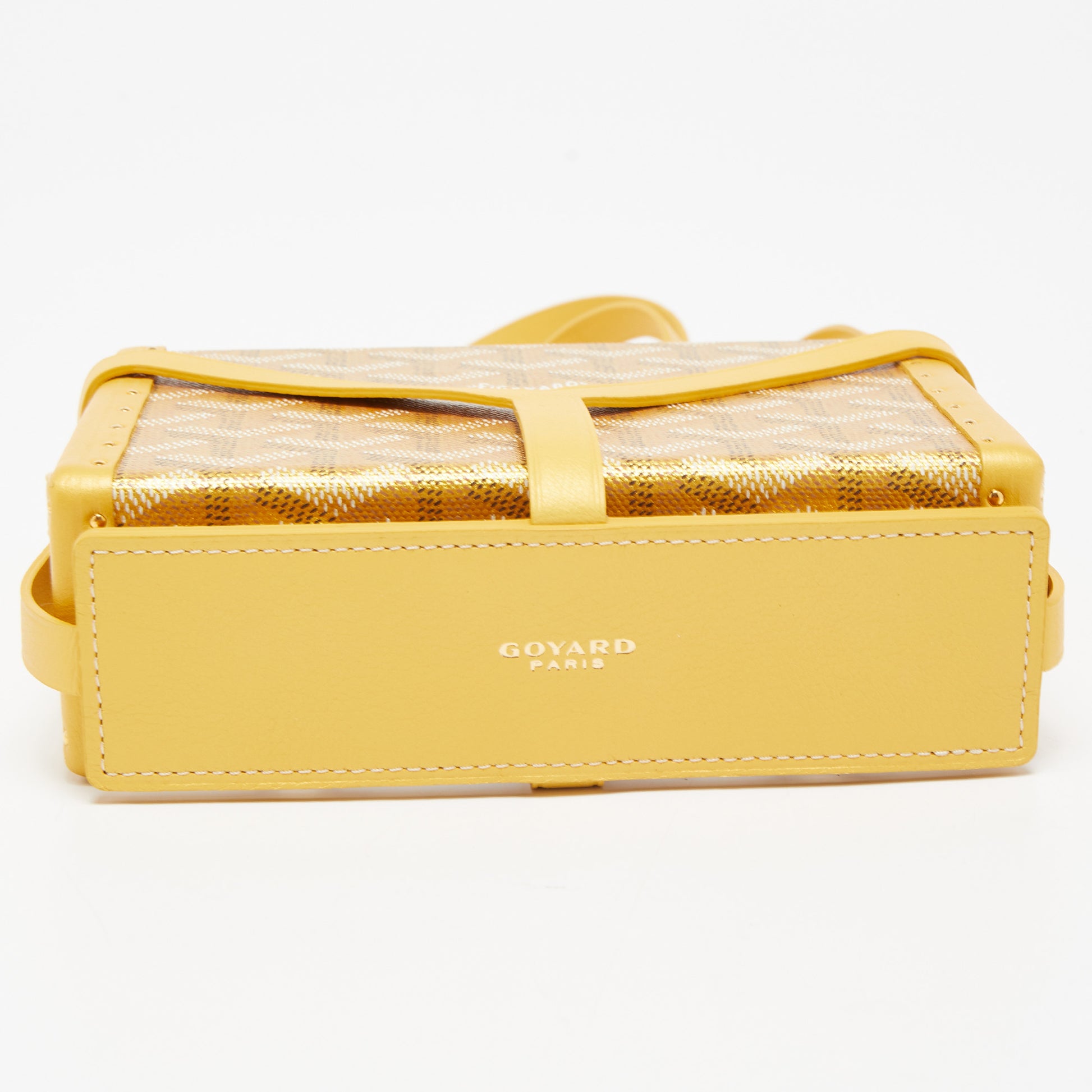 Goyard Yellow/Gold Coated Canvas and Leather Minaudiere Trunk Bag Goyard