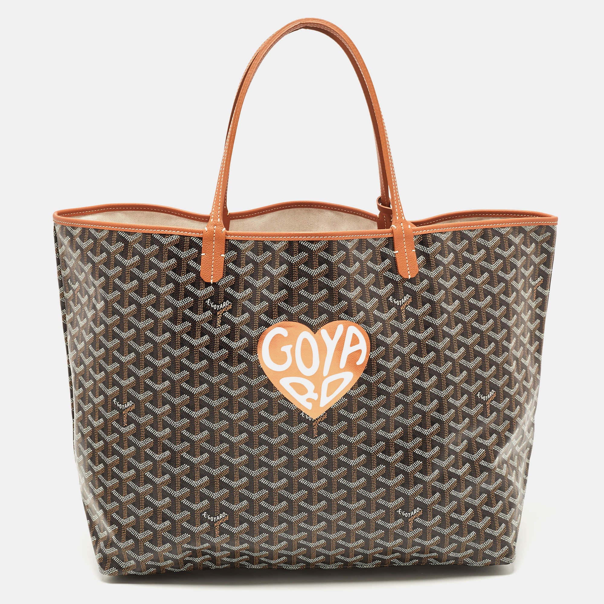 GOYARD Brown ine Coated Canvas and Leather Coeur Saint Louis GM Tote