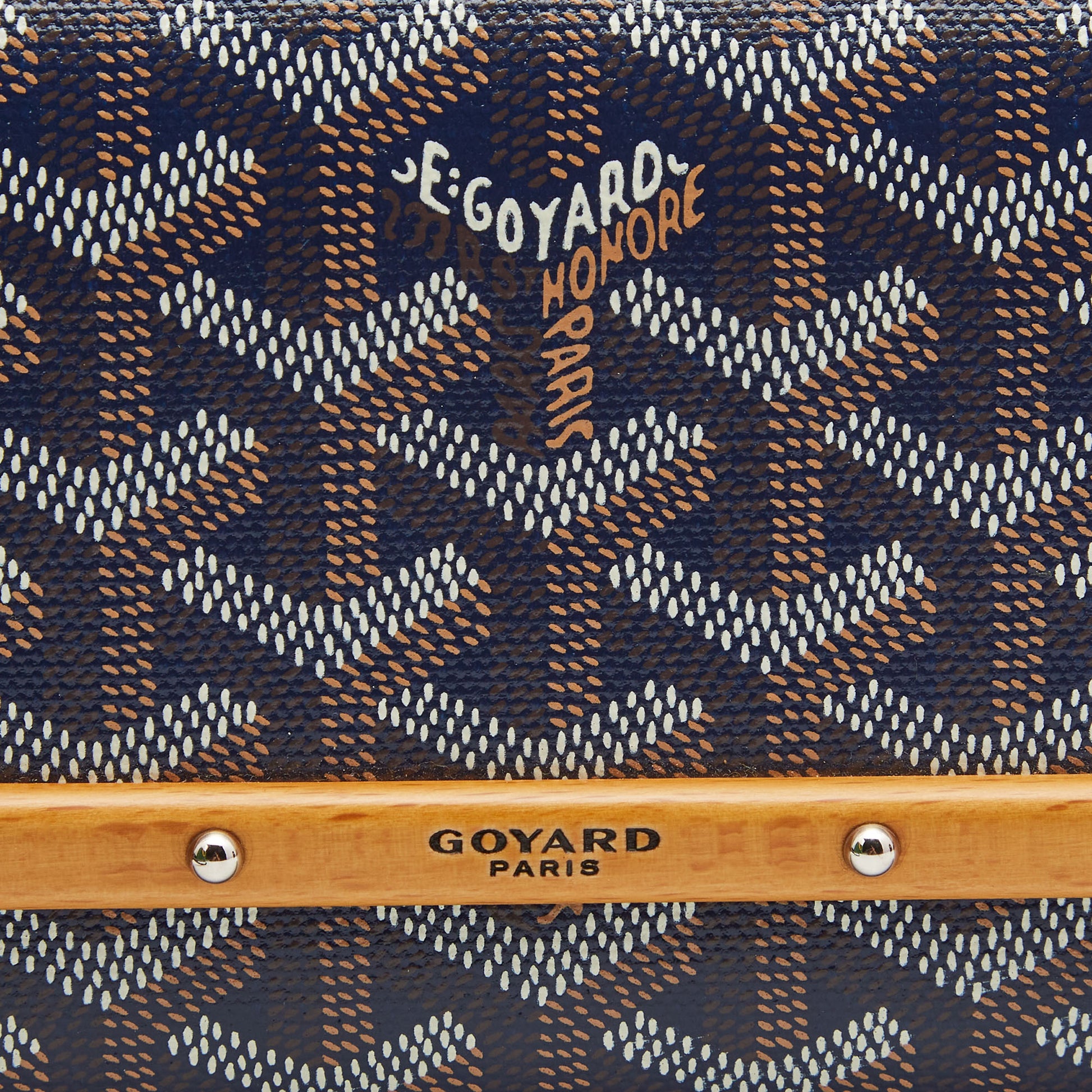 Goyard, Bags, Goyard Navy Blue Ine Coated Canvas And Leather Mini Monte  Carlo Phone Case